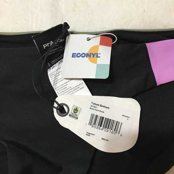 prAna Tulum Swim Bikini Bottom Black Color Block- Size large NWT - Picture 2 of 5